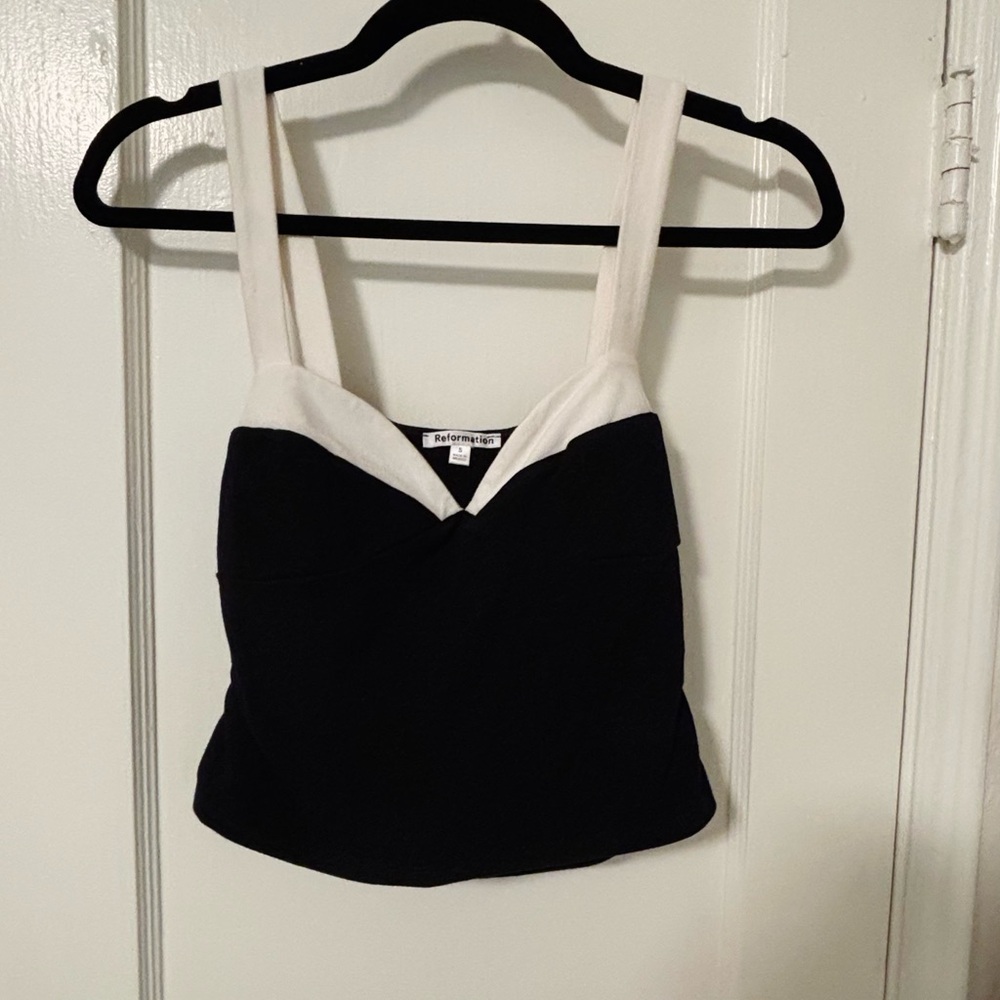 Reformation Cotton Stretchy Black & White Tank
